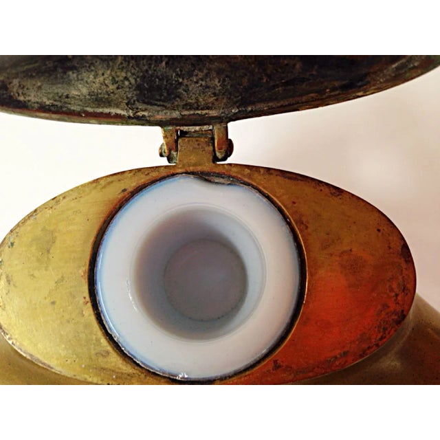 Metal Art Nouveau Brass Inkwell For Sale - Image 7 of 7