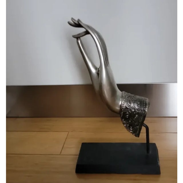 Vintage Thai Buddha Hand Sculpture on Stand For Sale - Image 10 of 12