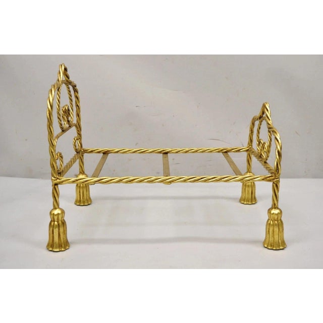 Vintage Italian Hollywood Regency Iron Tassel Frame Pet Cat Dog Bed or Doll Bed For Sale - Image 11 of 11