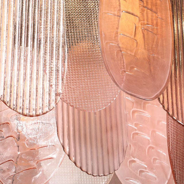 Modernist Round 3-Tier Hand-Blown Murano Glass Chandelier W/ Oval Reeded Shades For Sale - Image 16 of 18