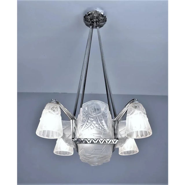 Art Deco Ceiling Lamp from Cristalleries De Compiègne, 1920s For Sale - Image 13 of 13