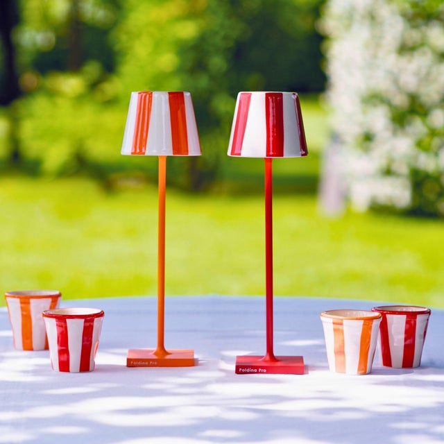 Contemporary Zafferano Ceramic Red Striped Shade for Poldina Micro Lido Lamp For Sale - Image 3 of 7