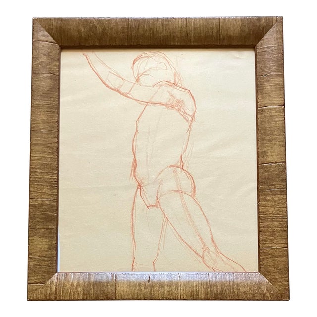 1940’s Original Abstract Expressionist Nude Figure Sepia Drawing For Sale