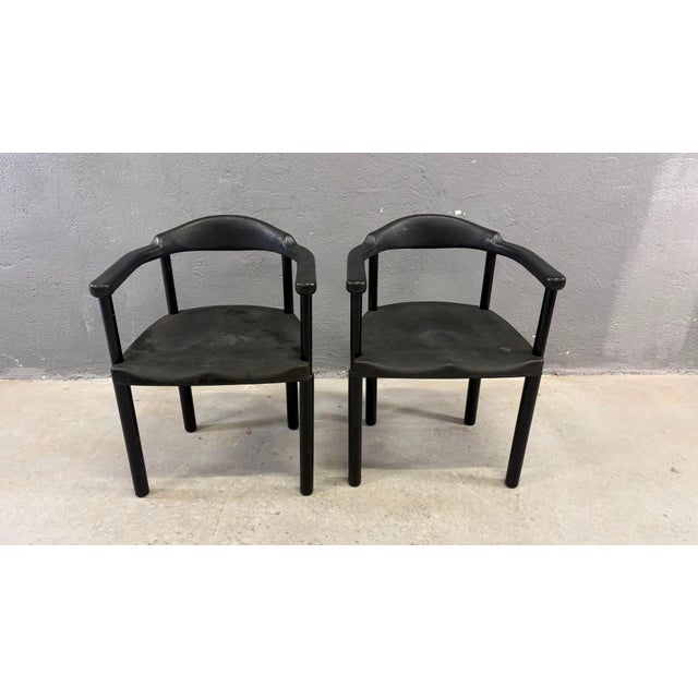 Postmodern Postmodern Black Armchairs in Molded Plastic, Europe, 1980s, Set of 2 For Sale - Image 3 of 12