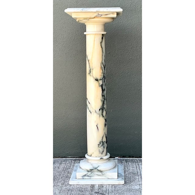 Hollywood Regency Vintage Marble Column Pedestal For Sale - Image 3 of 12