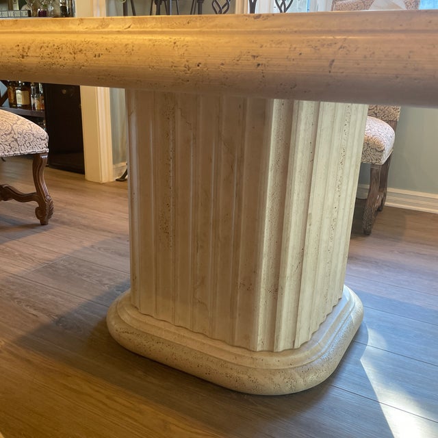 Authentic Kreiss Collection Solid Travertine Square Dining Table For Sale - Image 10 of 12