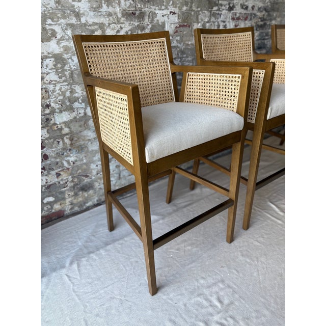 Wood and Cane Bar Stools (Set of 3) For Sale - Image 11 of 13