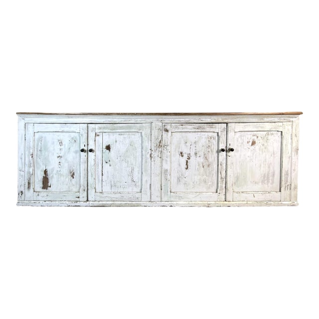 Antique French Painted 9ft Sideboard Cabinet, Circa 1900 For Sale