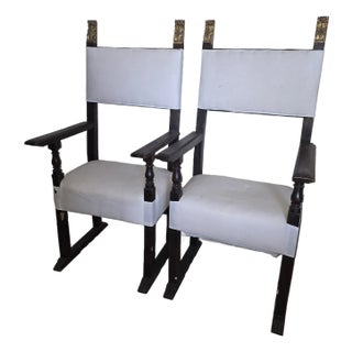 Pair of Early Italian Hall Chairs With Giltwood Details For Sale