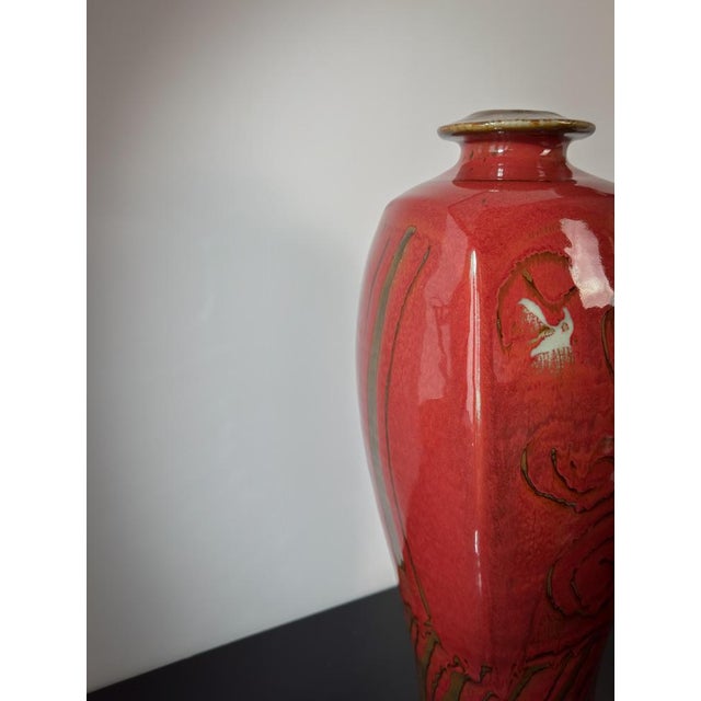 Vintage Red Glazed Vase by David Frith, 1980s For Sale - Image 9 of 11