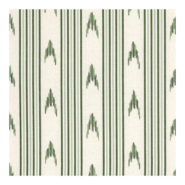 Schumacher x Mark D. Sikes Santa Barbara Ikat Fabric in Leaf Green For Sale
