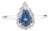 14k Gold 1ct Pear Shape Blue Sapphire Diamond Halo Art Deco Ring Size 4 For Sale