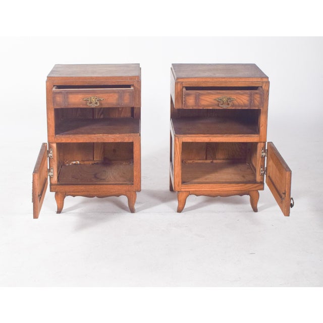 Portuguese Oak Bedside Tables, 1980s, Set of 2 For Sale - Image 6 of 11