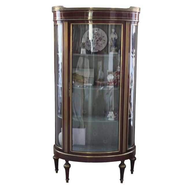 Brown Mahogany, Brass and Marble Showcase, France, 1900s For Sale - Image 8 of 8