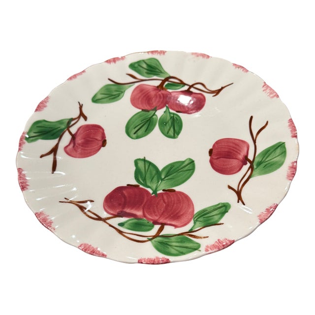 Vintage Hand-Painted Blue Ridge Southern Pottery "Autumn Apple" Plate For Sale