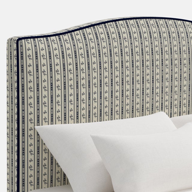 Textile Stoffer Home x Cloth & Company Elsie Bed in Botanical Stripe Navy with Navy Welt, California King For Sale - Image 7 of 9
