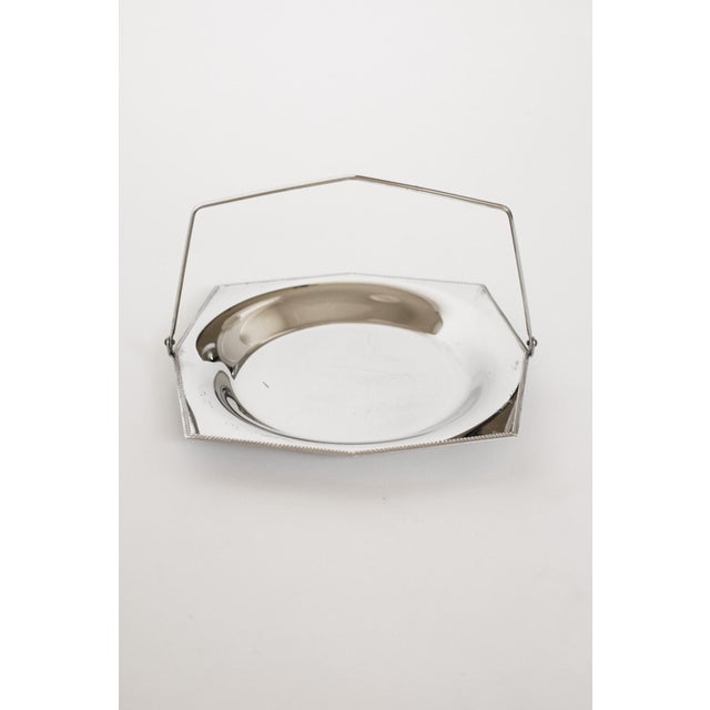 1970s Vintage Hall Stainless Steel Basket with Beaded Edge, 1960s For Sale - Image 5 of 9