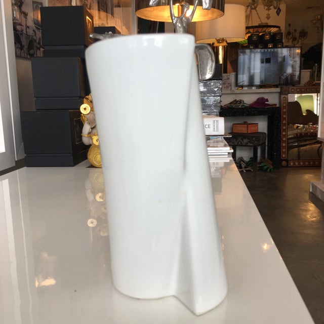 Vova Art White Abstract Ceramic Vase Signed and Dated For Sale - Image 9 of 9