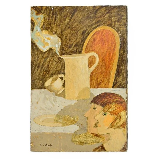 1970s Alberto Gallerati, Breakfast, Oil Painting, 1970s For Sale - Image 5 of 5