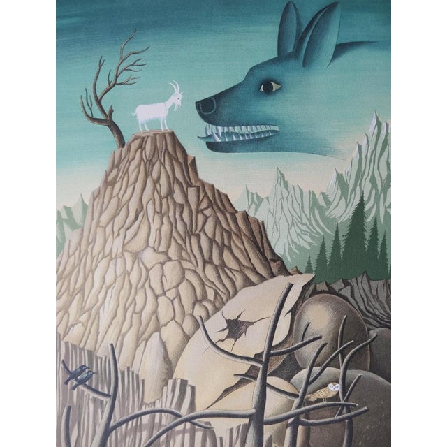 Raymond PEYNET The goat and the wolf (Monsieur Seguin's goat) Original lithograph Signed in pencil Numbered /249 copies On...