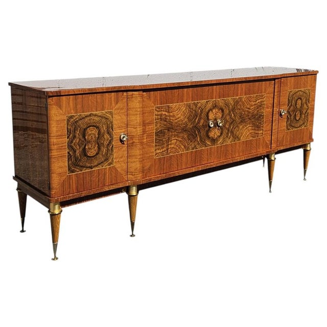 Mid-Century Modern French Sideboard in Burlwood, 1960s For Sale - Image 4 of 18