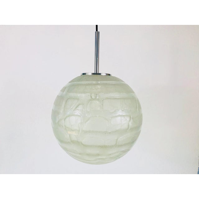 1960s Mid-Century Modern Doria Ice Glass Ball Pendant Lamp, Germany For Sale - Image 10 of 10