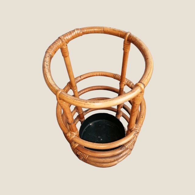 Bamboo Rush Umbrella Stand, 1960s For Sale - Image 4 of 6