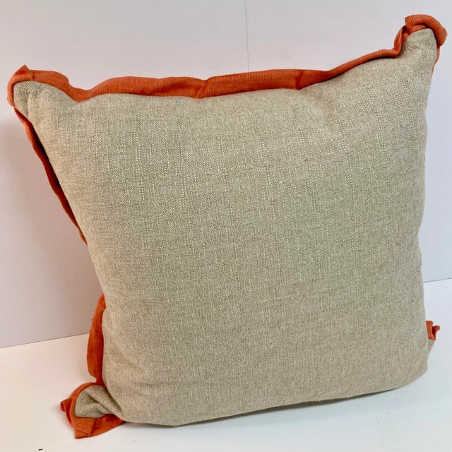 Coral Linene Geometric Toss Pillow For Sale - Image 11 of 11