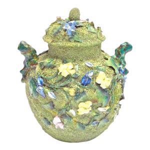 Antique Porcelain Mossware Floral Majolica Jar