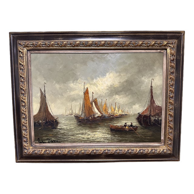 Peter Brouwer, Ijsselmeer, 1970s, Oil Painting on Canvas For Sale