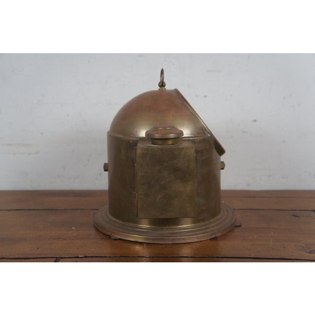 Antique Copper Brass Nautical Maritime Gimbal Compass Binnacle Ship Oil Lamp For Sale - Image 4 of 11