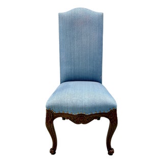 Louis XV Dining Chair in Blue Upholstery For Sale