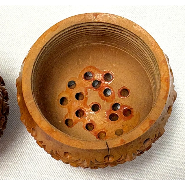 19th Century Victorian Corozo Egg Rosary Case/ Threaded & Pierced Wood Box For Sale - Image 9 of 13