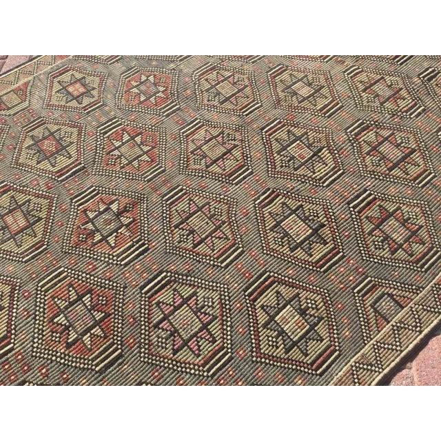 1960's Embroidered Turkish Kilim Rug - 70.5" X 103.5" For Sale - Image 4 of 11