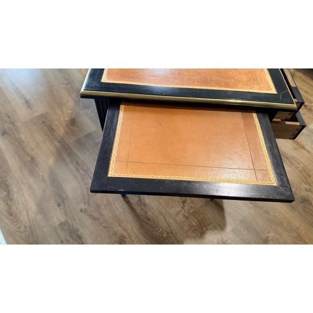 Late 19th Century Double Sided Late 19th Century Leather Top English/Italian Desk 5 Drawer / Extendable Top For Sale - Image 5 of 18