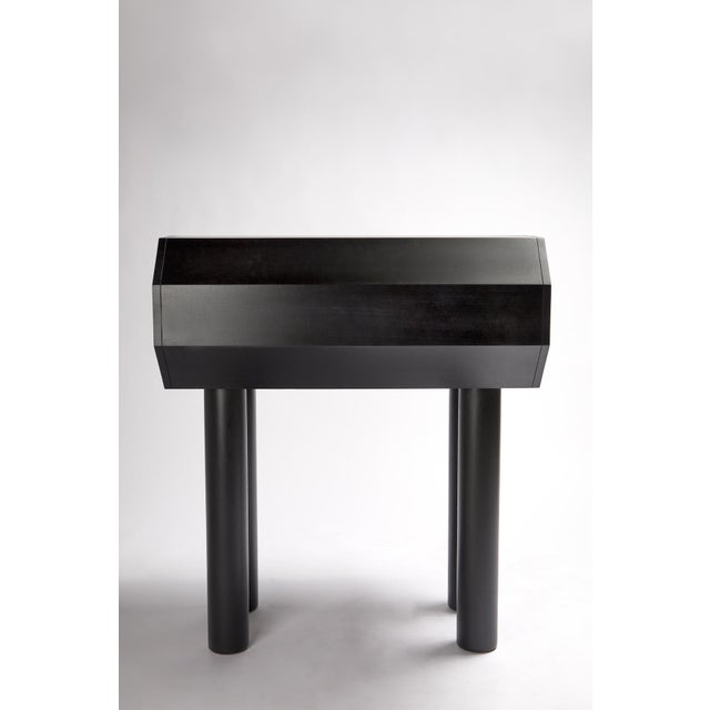 Wood Featured in The 2020 San Francisco Decorator Showcase — 1970s Hans Eichenberger for Röthlisberger Postmodern Black Mahogany & Chrome Roll-Top Desk For Sale - Image 7 of 13