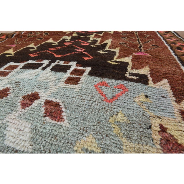 1970s Vintage Handmade Wool Cotton Red Runner Rug For Sale - Image 10 of 11