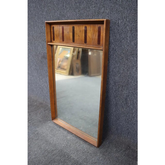 Mid 20th Century Rosewood & Walnut Inlay Mirror For Sale - Image 5 of 7