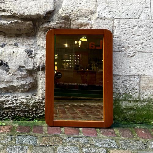 Vintage Scandinavian Teak Mirror For Sale - Image 3 of 4