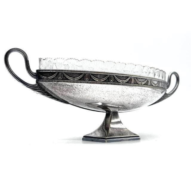 Antique Art Deco Silver-Plated Jardinière with Crystal Insert from WMF, Germany, 1930s For Sale - Image 11 of 18