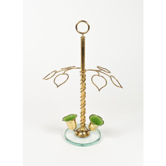 Metal Mid-Century Flower Umbrella Stand in Glass and Brass in the style of Cristal Arte, Italy, 1960s For Sale - Image 7 of 16