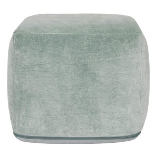 Seafoam Velvet Pouf Ottoman For Sale