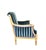 French Dennis & Leen Louis XVI Style French Giltwood & Blue Velvet Bergere Arm Chair For Sale - Image 3 of 5