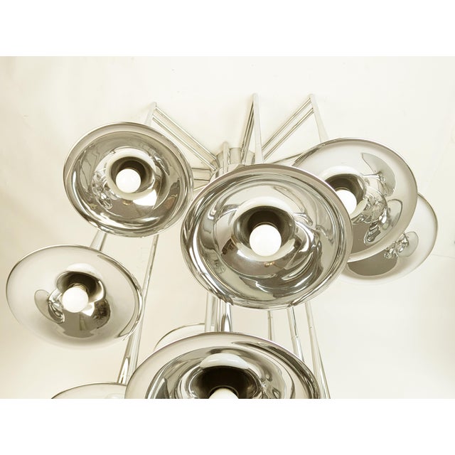 Large Tromba 12-Light Chandelier in Chrome-Plated Metal by Goffredo Reggiani, 1970s For Sale - Image 13 of 15