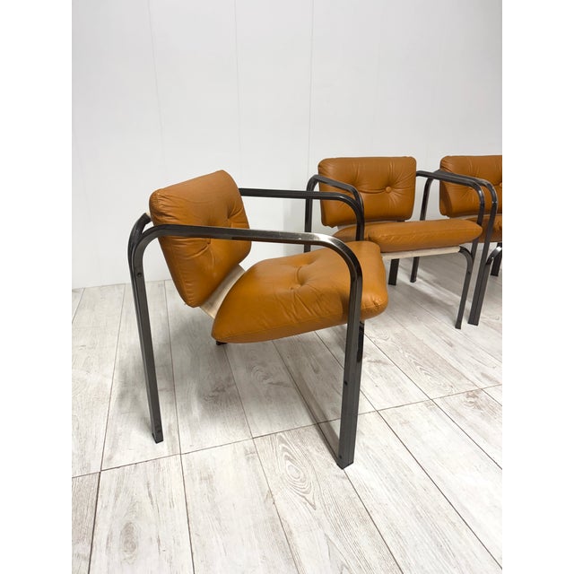 Italian Leather Chairs, 1970s, Set of 4 For Sale - Image 14 of 15