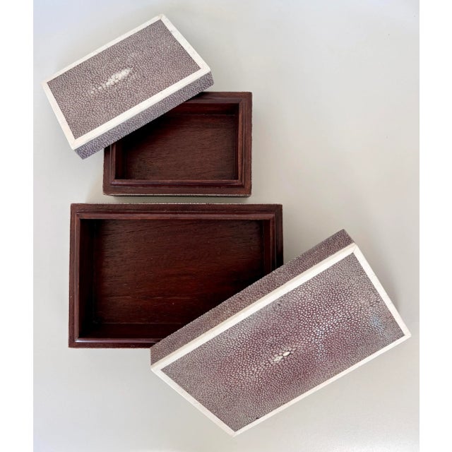 1980s Vintage Maitland - Smith Genuine Shagreen Boxes - Set of 2 For Sale In Miami - Image 6 of 10