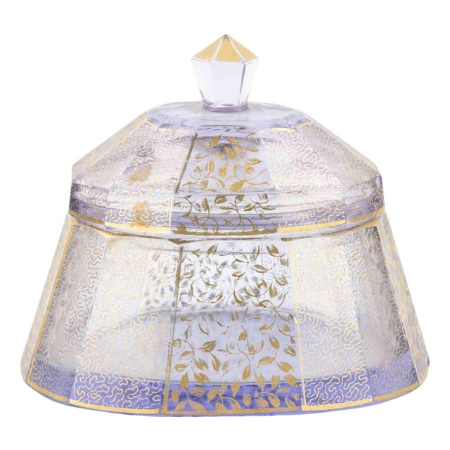 Art Nouveau Moser Glass Dresser Box, Early 20th Century For Sale