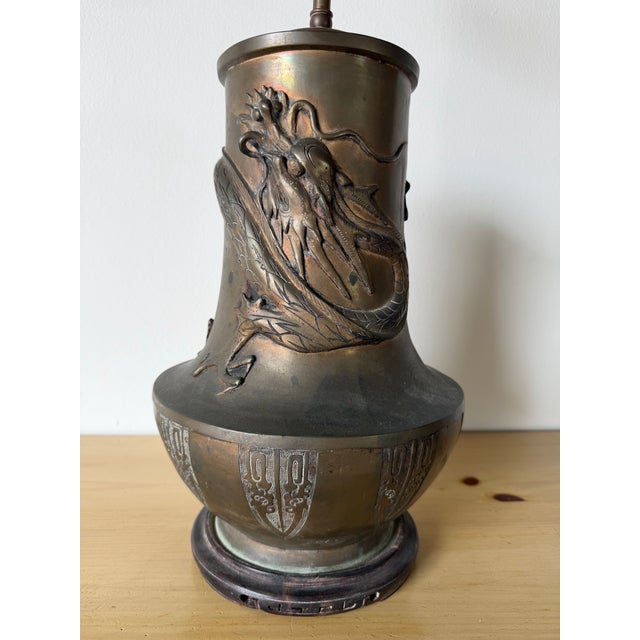 19th Century Japanese Meiji Period Bronze Dragon Table Lamp For Sale - Image 4 of 12