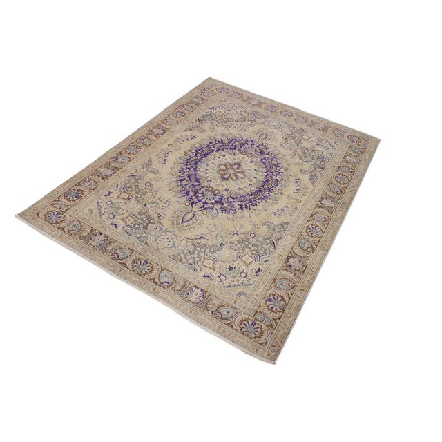 Art Nouveau Boho Chic Vintage 1990's Tan/Brown Wool Rug - 8'0'' X 11'0'' For Sale - Image 3 of 10