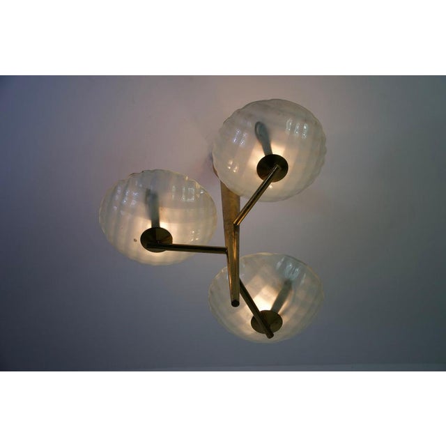 Gold Italian Brass and Glass Chandelier, 1950s For Sale - Image 8 of 18